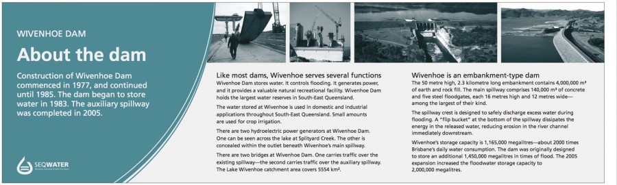 Wivenhoe Dam interpretive signage - About the dam