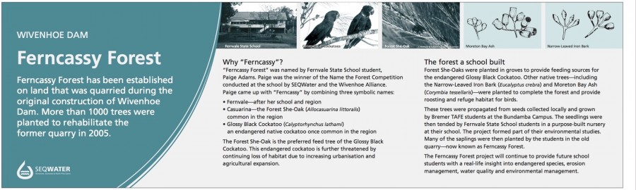 Wivenhoe Dam interpretive signage - Ferncassy Forest